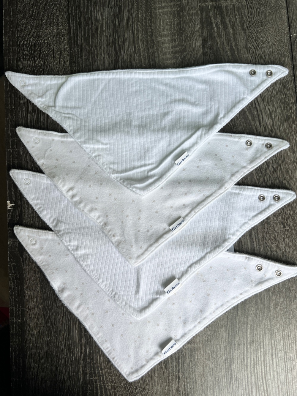 Gerber White Baby Bandana Bibs - Set of 4